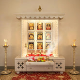 Handmade Traditional free standing Pooja Temple with brass accents